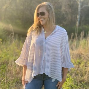Stripe Button Up Top